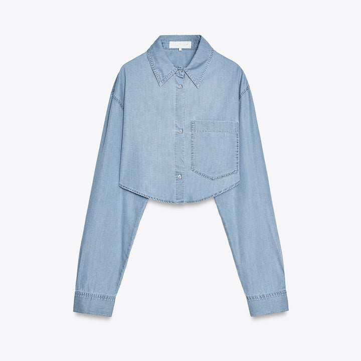 Moudda ZARA - Chemise Denim Cropped - Poches - Tunisie 1