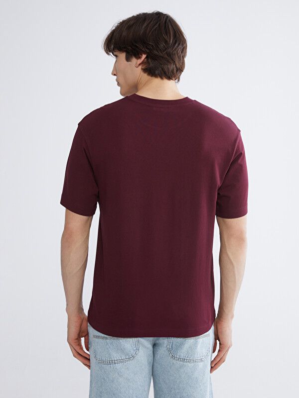 Moudda LC Waikiki - T-shirt basique manches courtes en jersey pour Homme couleur Bordeaux - Tunisie 4