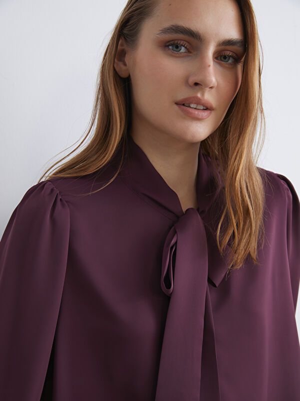 Moudda LC Waikiki - Blouse tissée manches longues Femme Prune - Tunisie 3