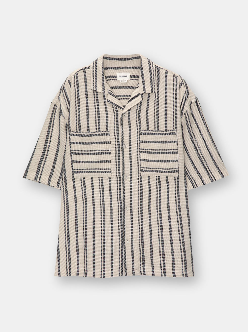 Moudda PULL & BEAR - Chemise Demi-Manches Rayures Molleton Écru Twin Set - Tunisie 2