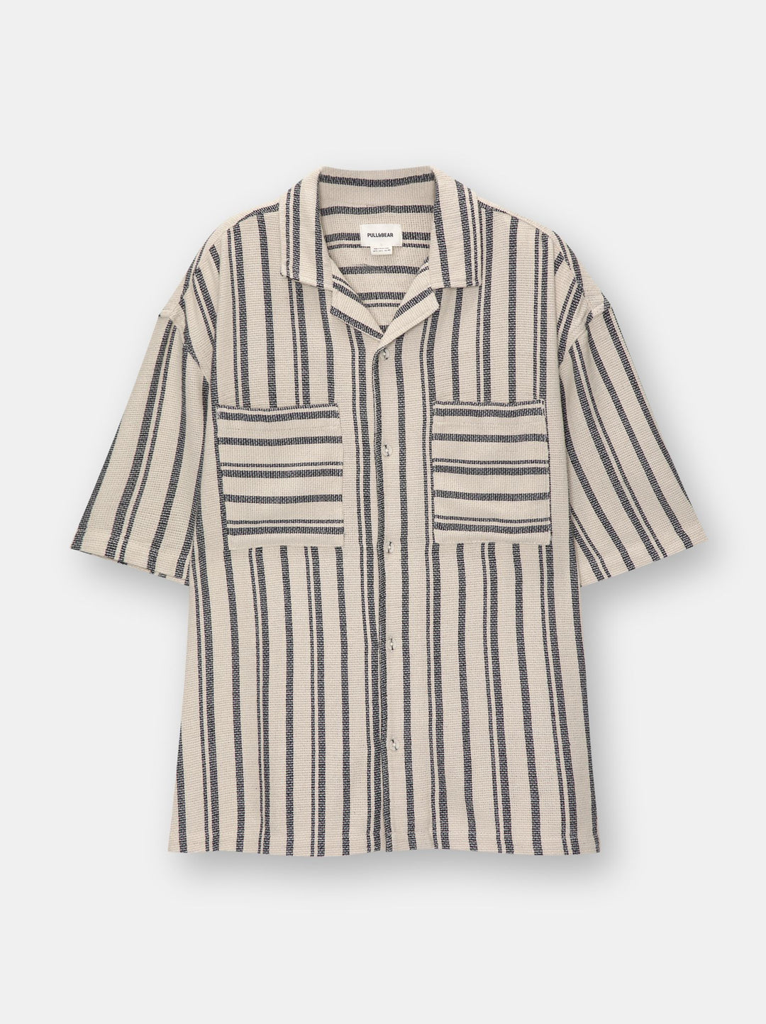 Moudda PULL & BEAR - Chemise Demi-Manches Rayures Molleton Écru Twin Set - Tunisie 2