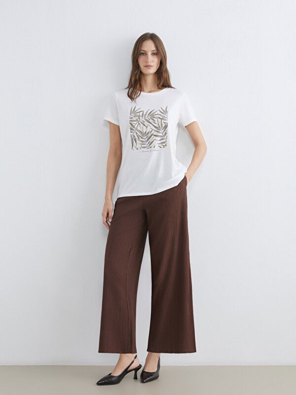 Moudda LC Waikiki - Pantalon fin en tissu pour Femme couleur Marron - Tunisie 1