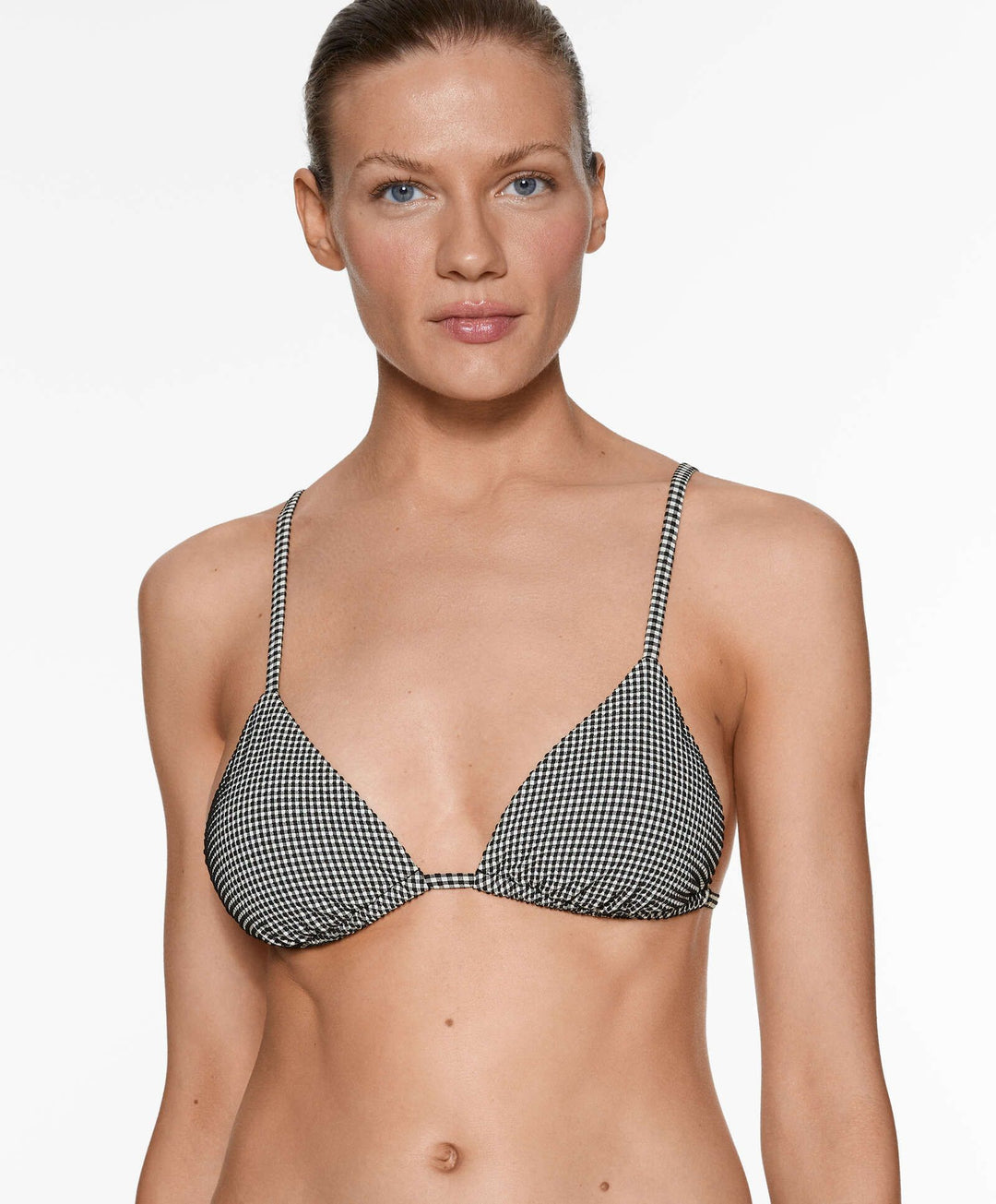 Moudda Oysho - Culotte Triangle Mousse Extra Sans Armatures Mini Vichy Noir - Tunisie 5