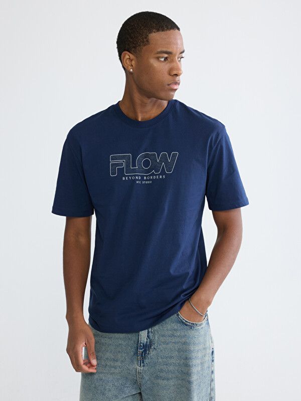 Moudda LC Waikiki - T-shirt imprimé manches courtes en jersey pour Homme couleur Bleu marine - Tunisie 1