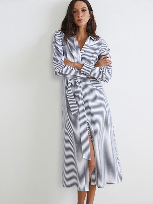 Moudda LC Waikiki - Robe manches longues en tissu pour Femme couleur Bleu marine - Tunisie 1