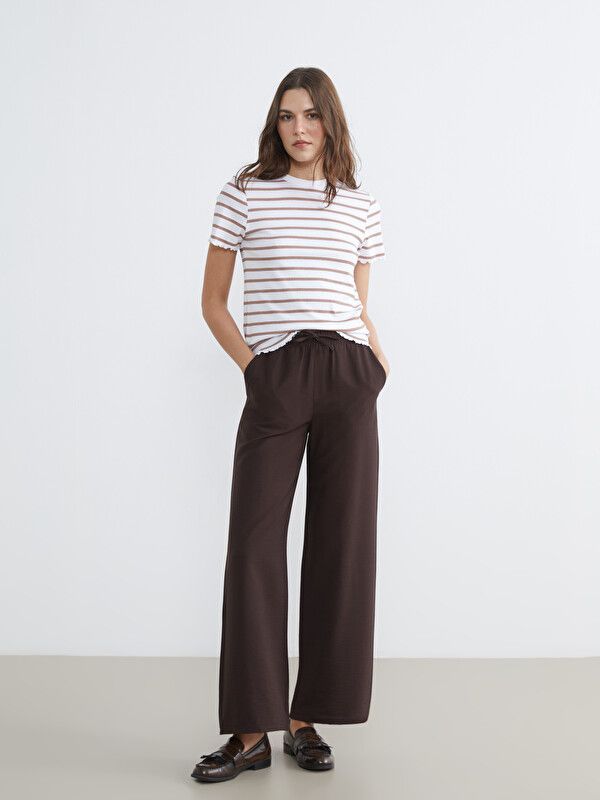 Moudda LC Waikiki - Blouse maternité en jersey manches courtes pour Femme couleur Marron rayé - Tunisie 2