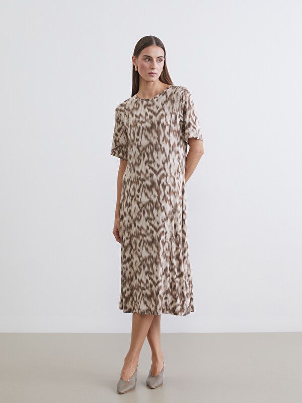 Moudda LC Waikiki - Robe manches courtes en jersey pour Femme couleur Brique imprimé - Tunisie 1