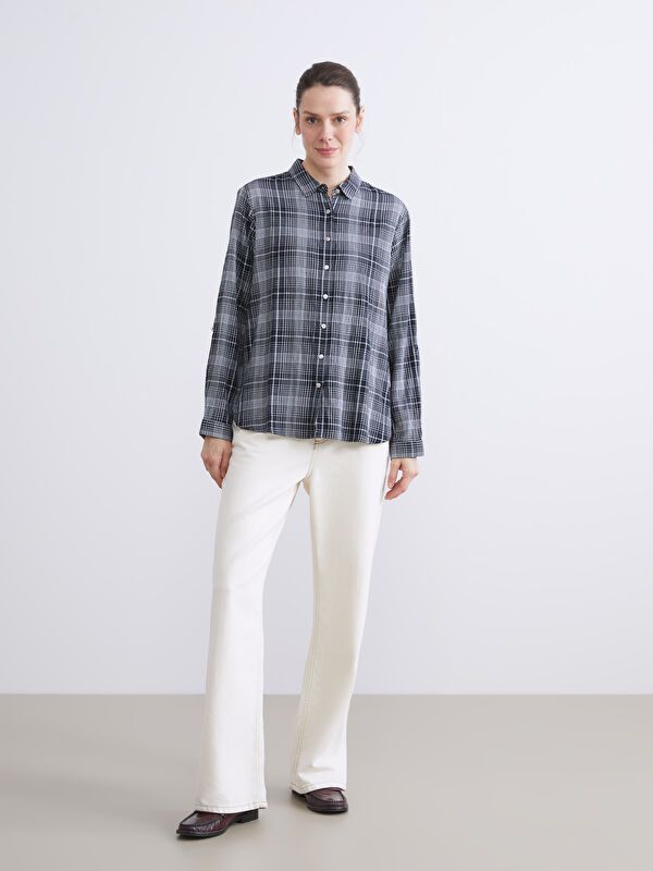 Moudda LC Waikiki - Chemise tissée manches longues Femme À carreaux noirs - Tunisie 2