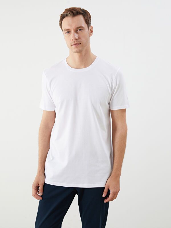 Moudda LC Waikiki - T-shirt jersey col rond manches courtes Homme Buxe blanc - Tunisie 1