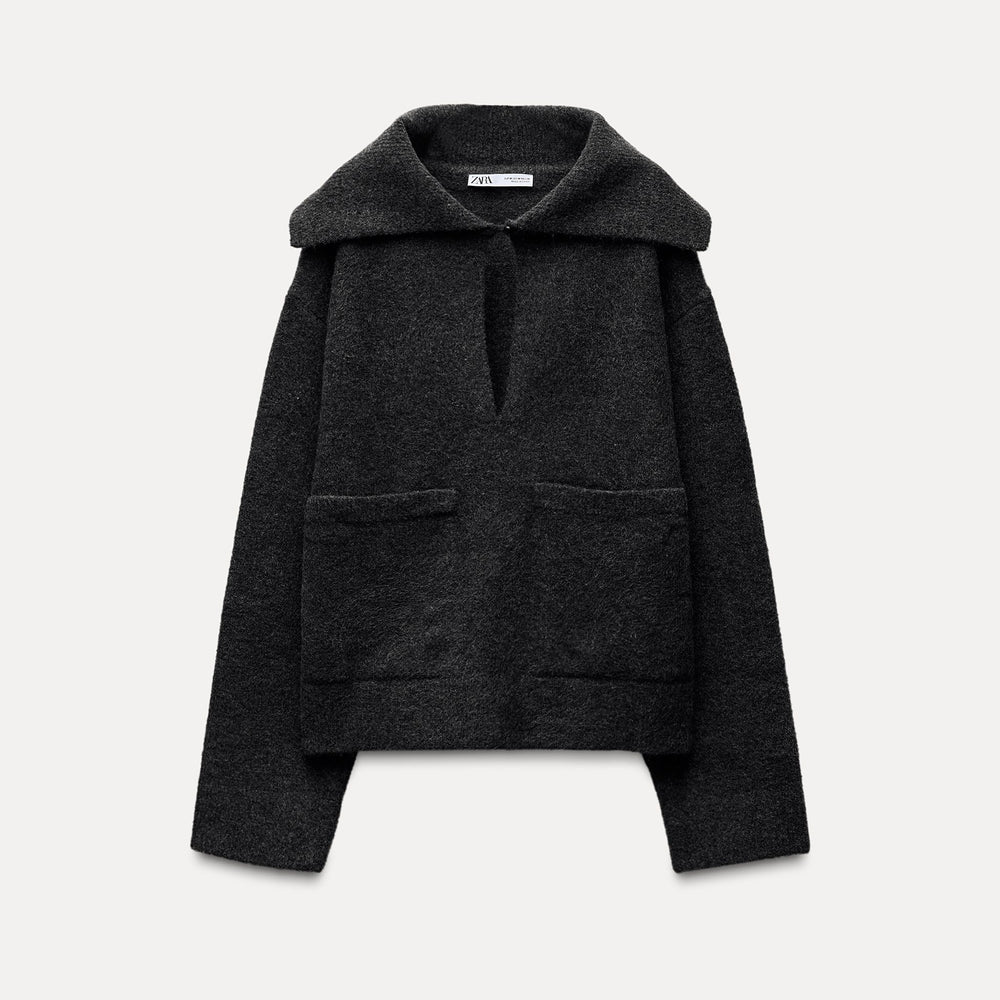 Moudda ZARA - Pull col large bouton et poches doux - Tunisie 2