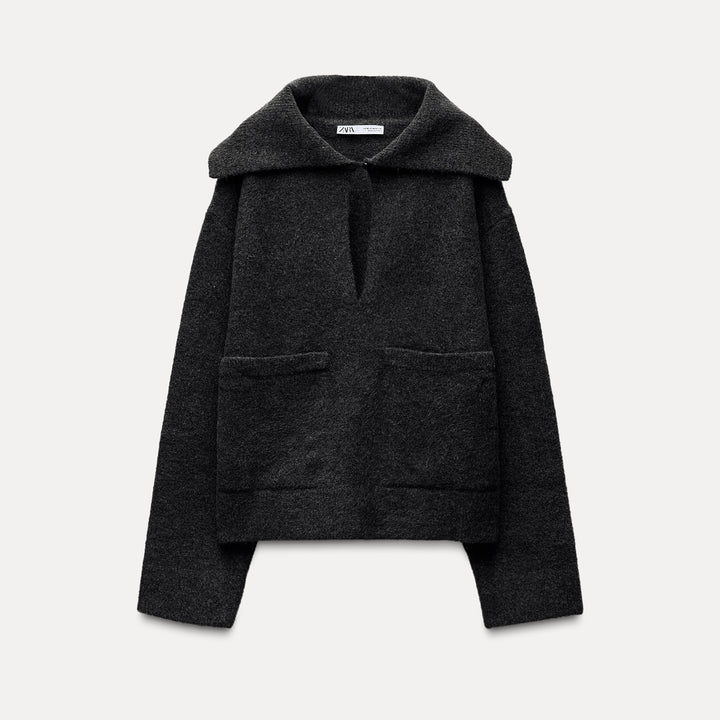 Moudda ZARA - Pull col large bouton et poches doux - Tunisie 2