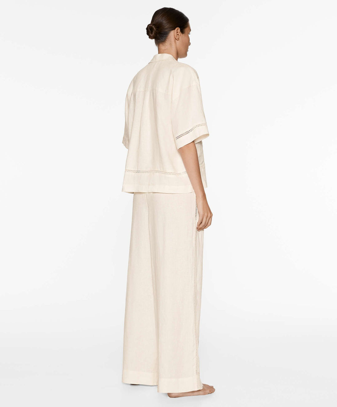 Moudda Oysho - Pantalon 100% Lin Relaxed Brodé Taille Moyenne - Tunisie 7