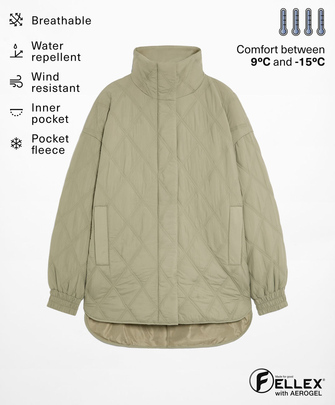 Moudda Oysho - Veste Matelassée Quilted Midi Longue - Tunisie 2