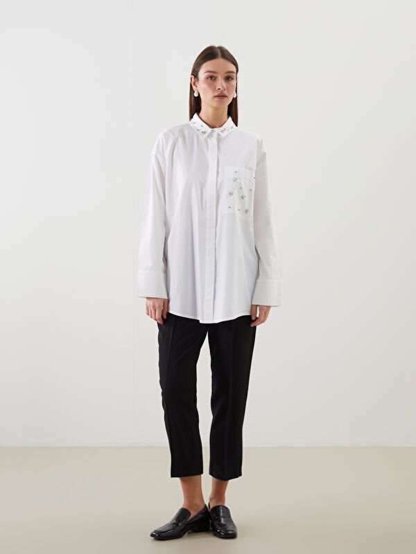 Moudda LC Waikiki - Tunique tissée manches longues Femme Ecru - Tunisie 2