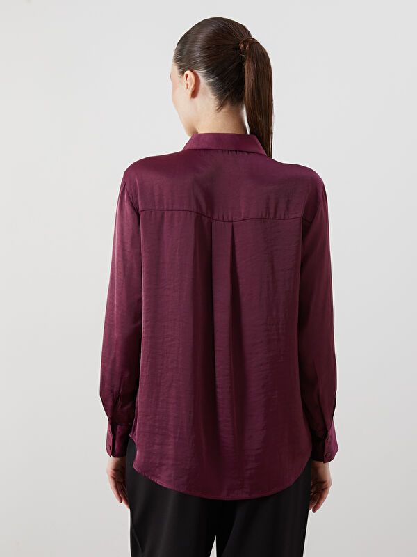 Moudda LC Waikiki - Chemise tissée manches longues Femme Prune - Tunisie 4