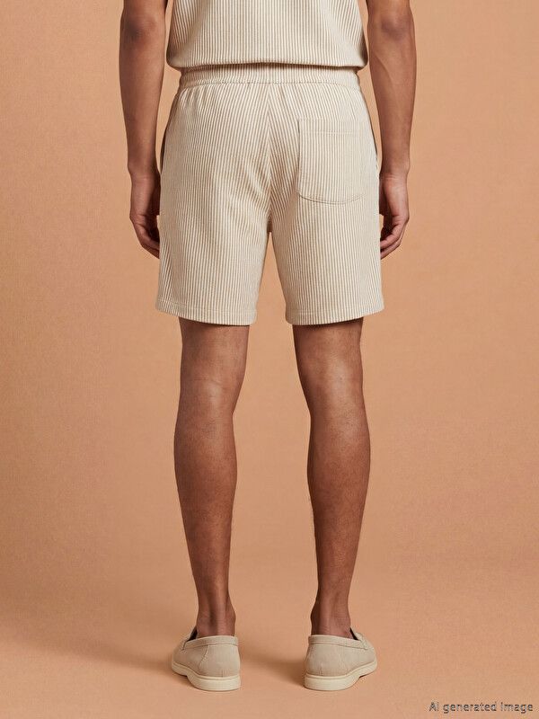 Moudda LC Waikiki - Short / Bermuda en jersey pour Homme couleur Beige rayé - Tunisie 3