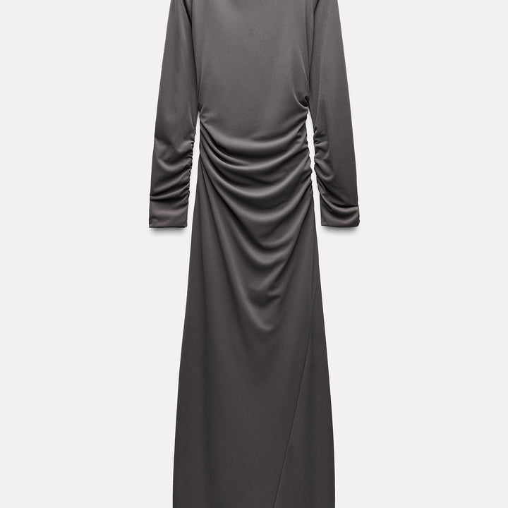 Moudda ZARA - Robe longue drapée maille manches longues froncée col haut - Tunisie 1
