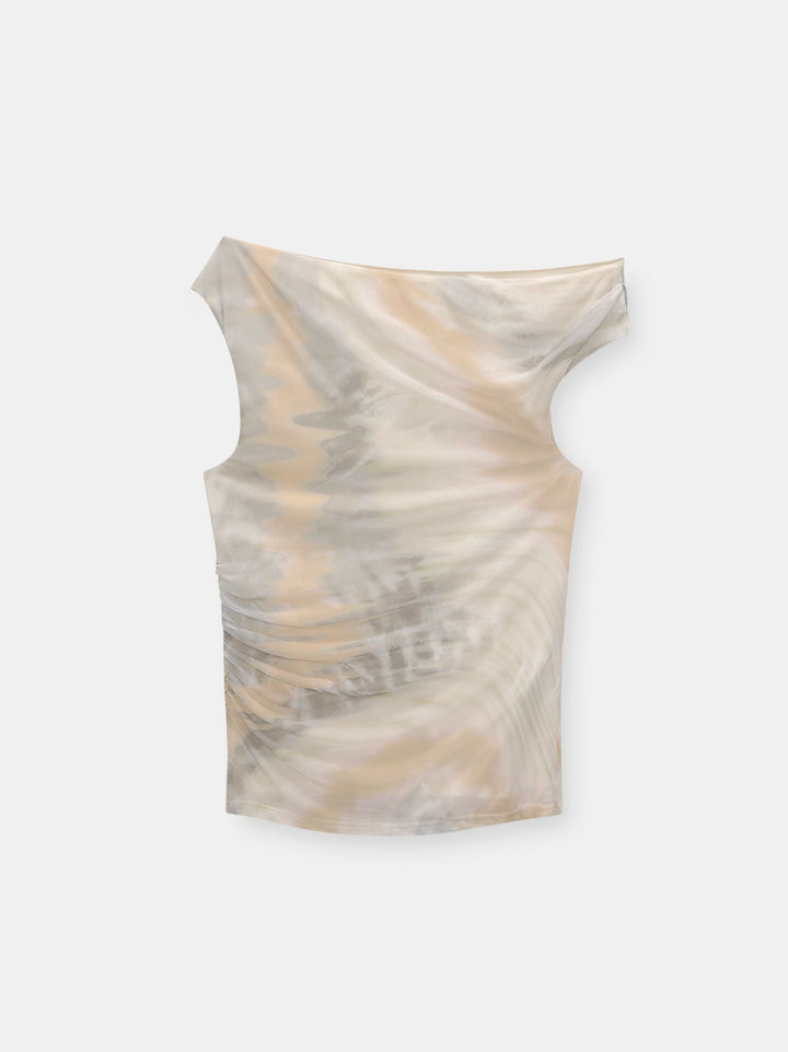 Moudda PULL & BEAR - Body Top Asymétrique Tulle Imprimé - Tunisie 3