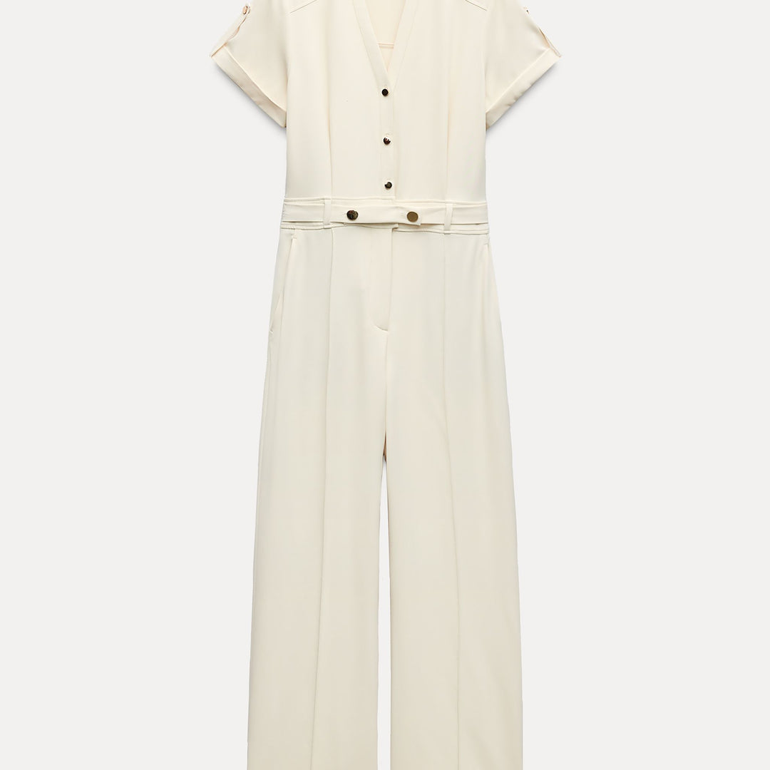 Moudda ZARA - Combinaison longue en crêpe pli creux boutons-pression dorés - Tunisie 1