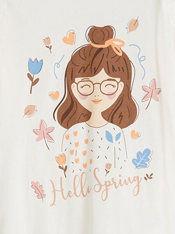 Moudda LC Waikiki - Pyjama en jersey manches longues moyen Fille Ecru - Tunisie 3