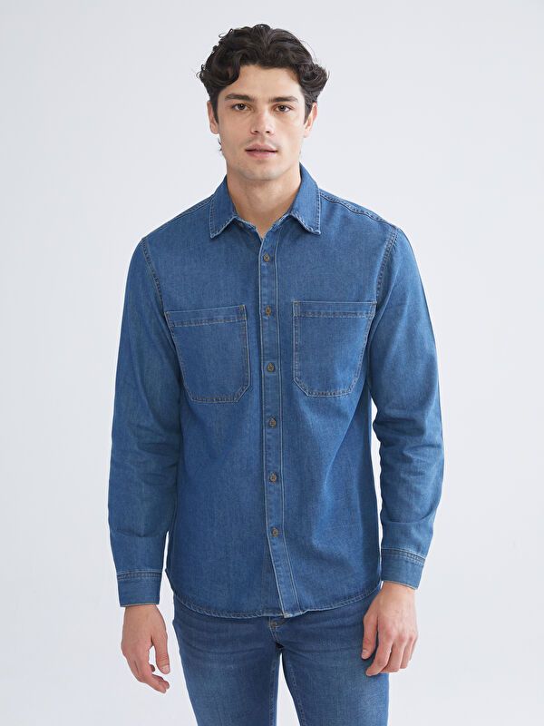 Moudda LC Waikiki - Chemise tissée à manches longues en jean pour Hommes - Tunisie 1