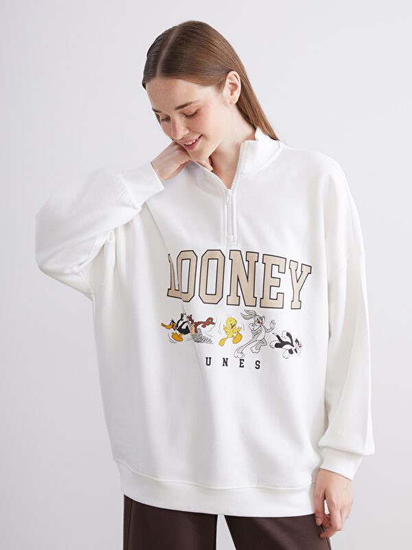 Moudda LC Waikiki - Sweatshirt en jersey sous licence Femme Beige clair - Tunisie 1