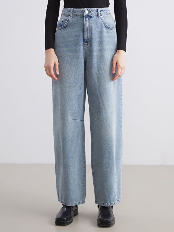 Moudda LC Waikiki - Pantalon tissé en denim Femme Bleu moyen - Tunisie 2