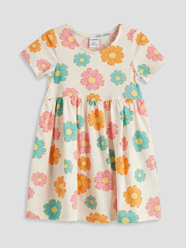 Moudda LC Waikiki - Robe manches courtes en jersey pour Fille couleur Écru imprimé - Tunisie 1