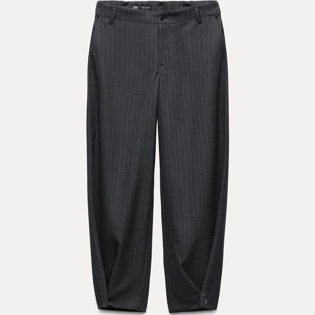 Moudda ZARA - Pantalon tonneau bouton ourlet rayé diplomate - Tunisie 2