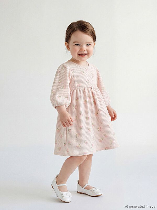 Moudda LC Waikiki - Robe manches courtes en jersey pour Fille couleur Rose imprimé - Tunisie 1