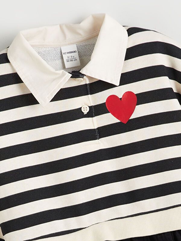 Moudda LC Waikiki - Robe en jersey manches longues Fille Ecru rayé - Tunisie 2