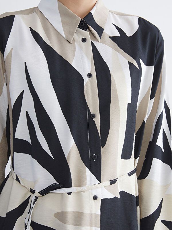 Moudda LC Waikiki - Tunique tissée imprimée manches longues Femme Imprimé marron - Tunisie 3