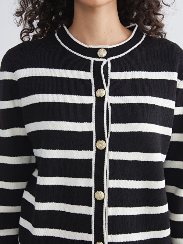 Moudda LC Waikiki - Cardigan en tricot Femme Rayures noires - Tunisie 3