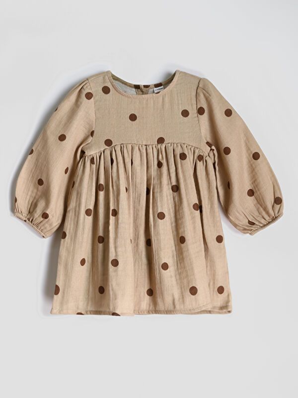 Moudda LC Waikiki - Robe tissée manches longues Fille Imprimé beige - Tunisie 1