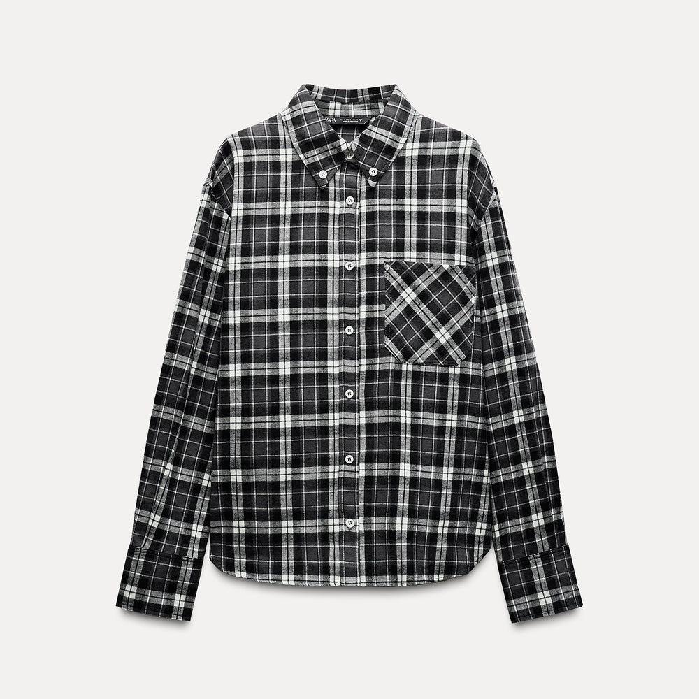 Moudda ZARA - Chemise carreaux manches longues, détail poche - Tunisie 2