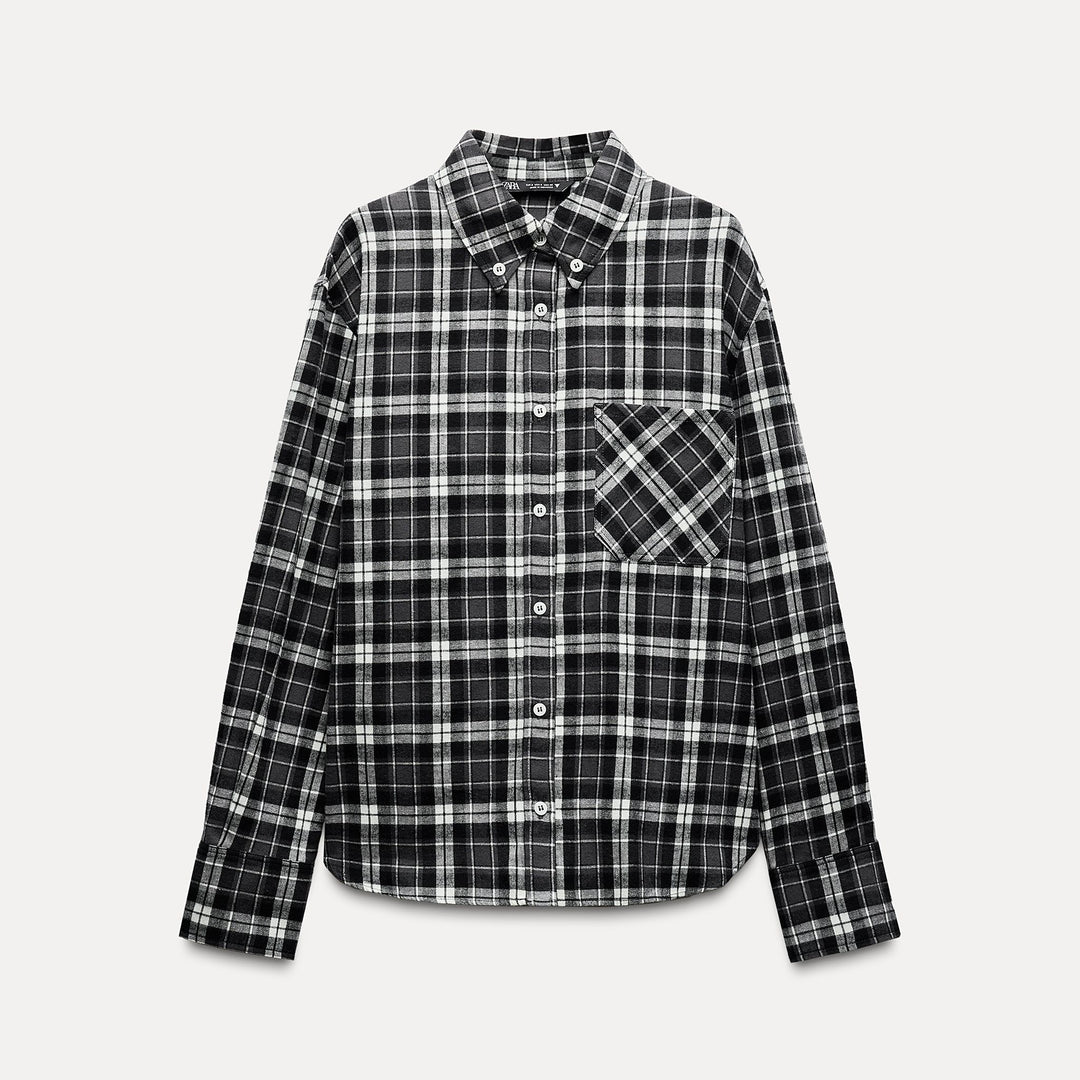 Moudda ZARA - Chemise carreaux manches longues, détail poche - Tunisie 2