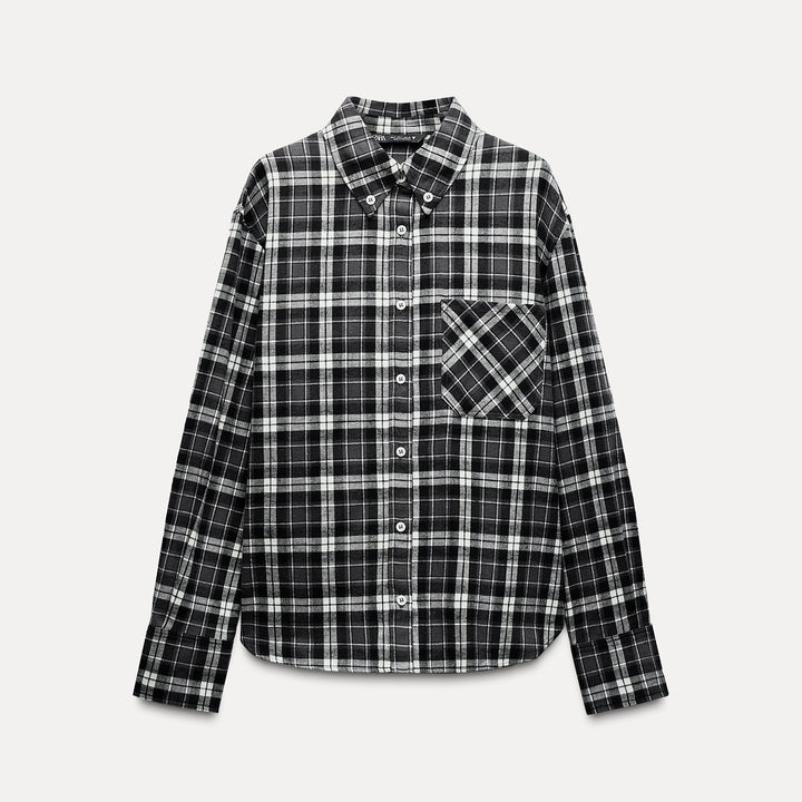 Moudda ZARA - Chemise carreaux manches longues, détail poche - Tunisie 2