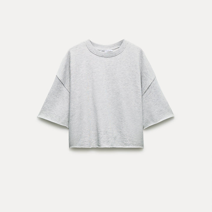 Moudda ZARA - Gris Vigo – sweat terry manches courtes col rond - Tunisie 1