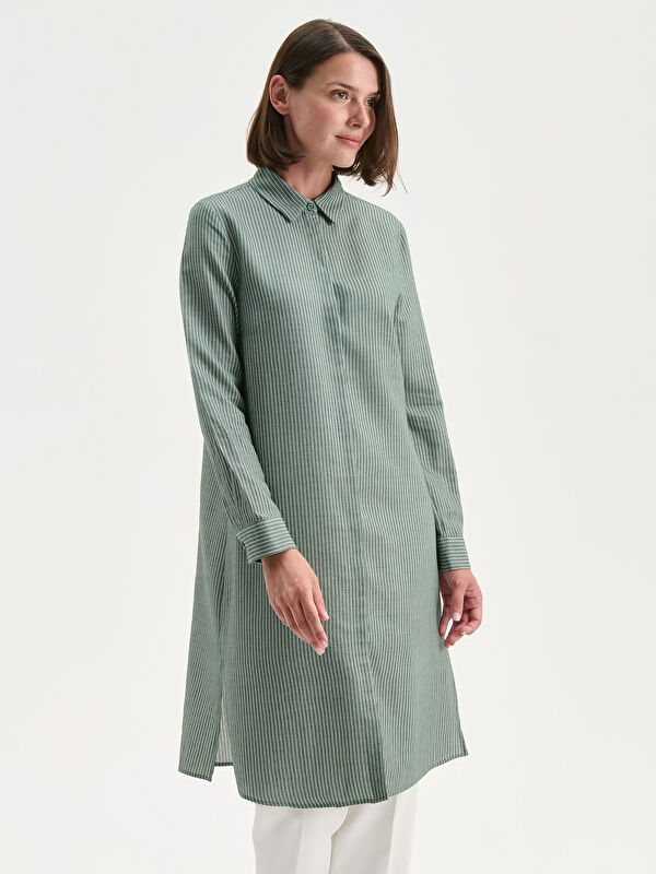 Moudda LC Waikiki - Tunique à manches longues Femme Rayures vertes - Tunisie 1