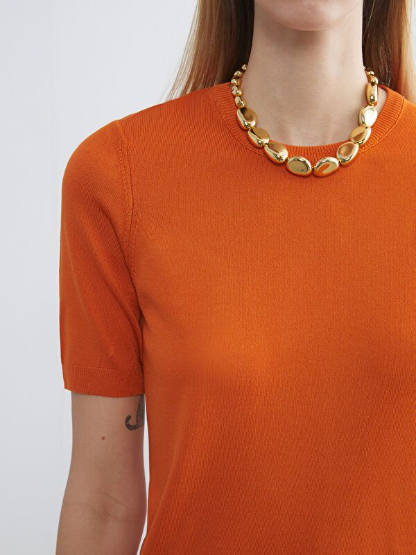 Moudda LC Waikiki - Pull tricot manches courtes Femme Orange - Tunisie 2