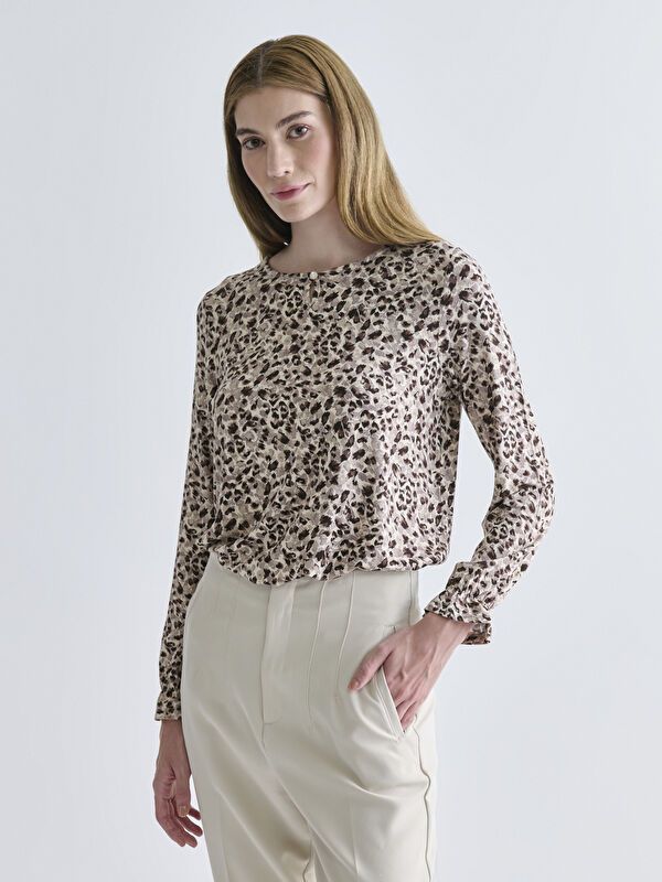 Moudda LC Waikiki - T-shirt fin à manches longues en jersey imprimé cv pour Femmes - Tunisie 1