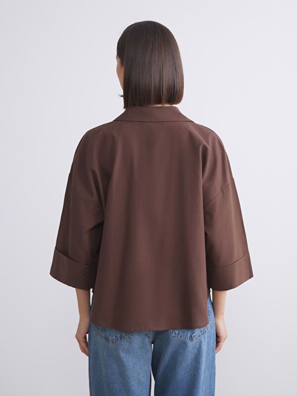 Moudda LC Waikiki - Chemise tissée manches longues Femme Brun - Tunisie 4