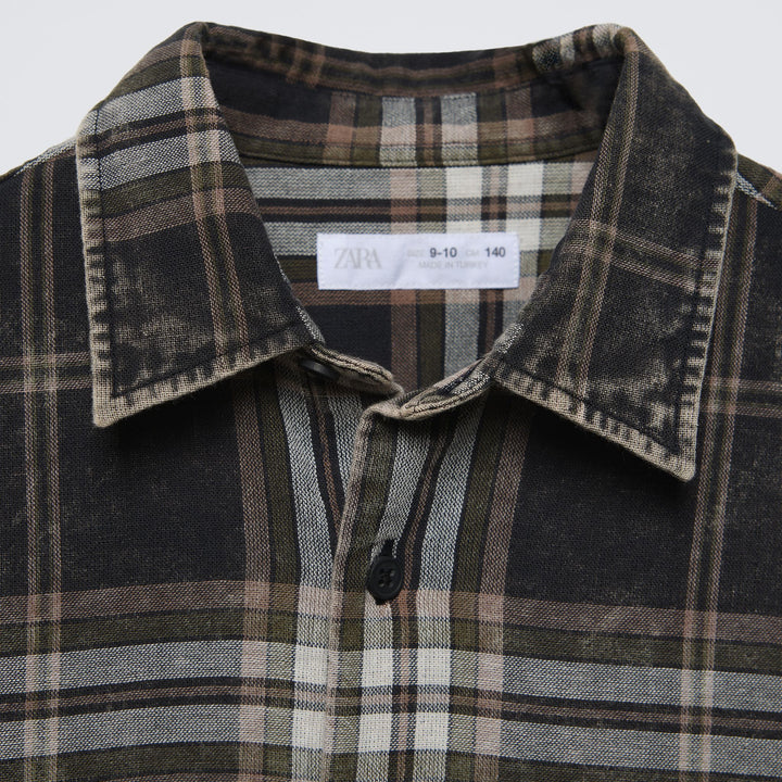 Moudda ZARA - Chemise manches longues carreaux, lavage acid - Tunisie 3
