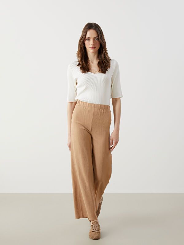 Moudda LC Waikiki - Pantalon en jersey couleur Beige foncé pour femmes - Tunisie 1