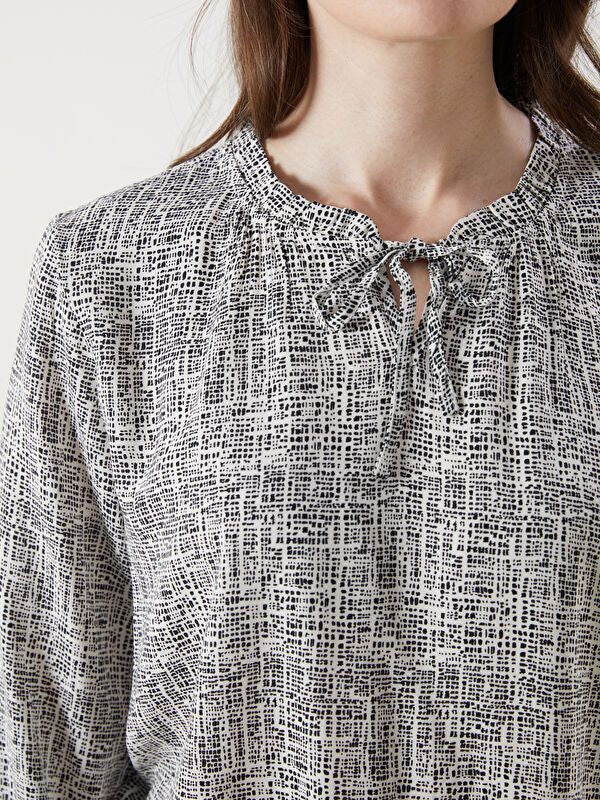 Moudda LC Waikiki - Blouse tissée imprimée manches longues Femme Imprimé beige - Tunisie 3