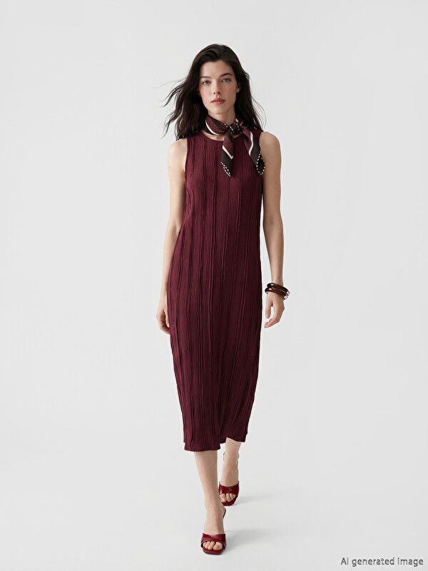 Moudda LC Waikiki - Robe maternité en jersey manches courtes pour Femme couleur Bordeaux - Tunisie 1