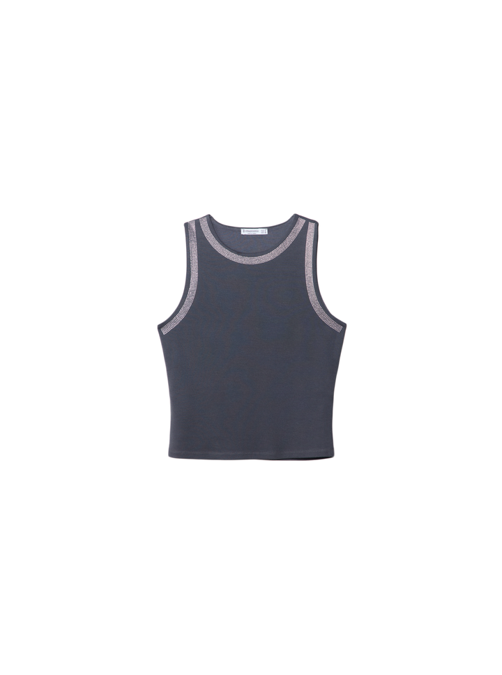Moudda STRADIVARIUS - T-Shirt Regular S/M Col Rond avec Détails Brillants - Tunisie 2