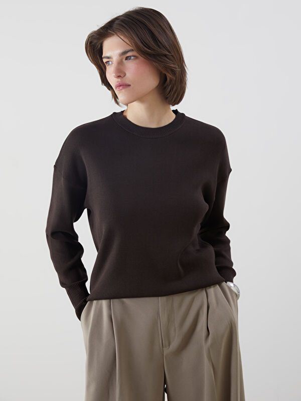 Moudda LC Waikiki - Pull tricot moyen Femme Brun foncé - Tunisie 1