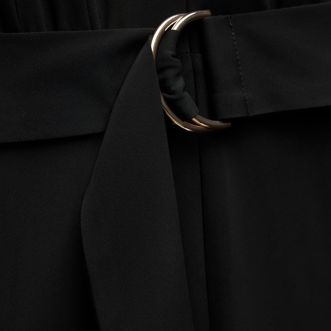 Moudda ZARA - Combinaison crêpe fermeture éclair devant pantalon ample ceinture boucle dorée - Tunisie 5