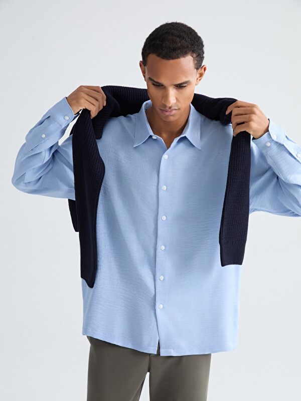 Moudda LC Waikiki - Chemise manches longues en tissu pour Homme couleur Bleu - Tunisie 1